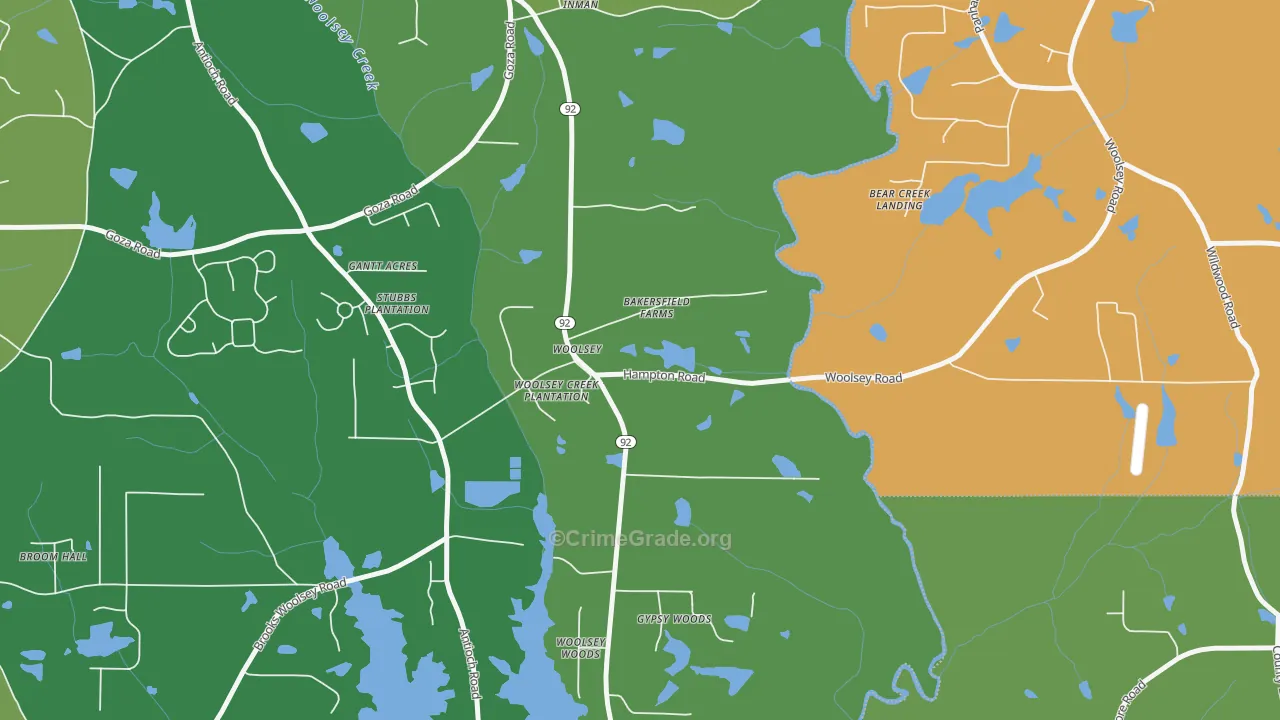 Woolsey, GA Map of Murder Rates