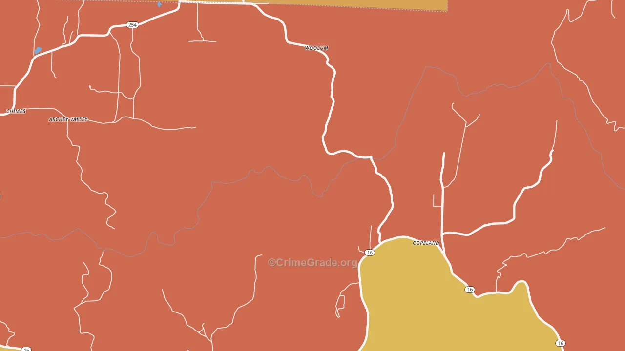 Woolum, AR Map of Murder Rates