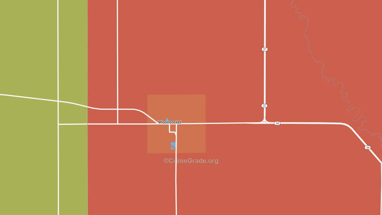 Woonsocket, SD Map of Murder Rates