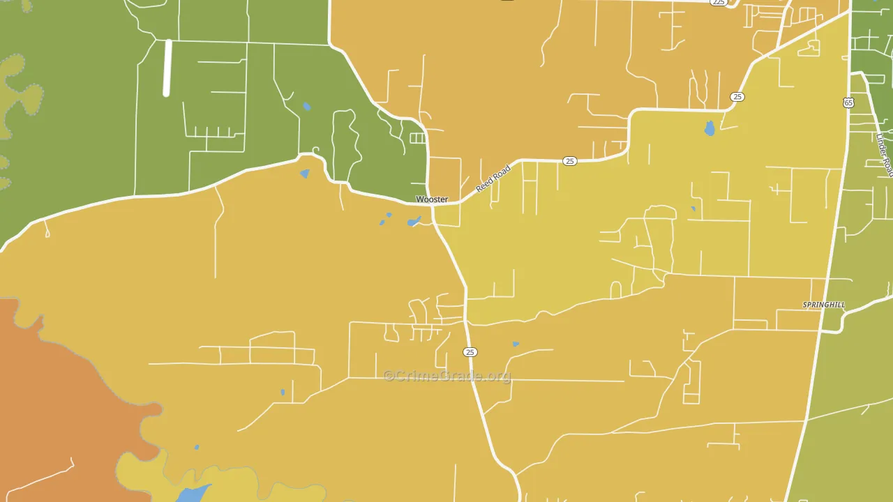 Wooster, AR Map of Murder Rates