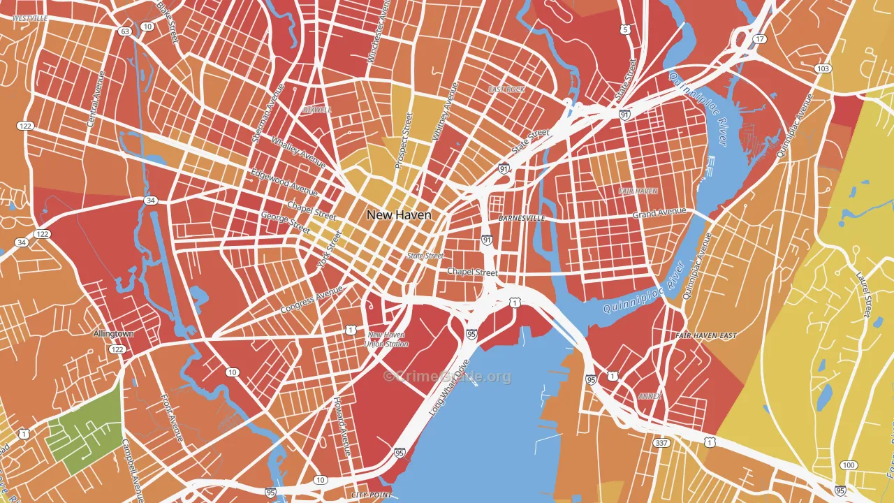 Wooster Square, New Haven, CT Map of Murder Rates