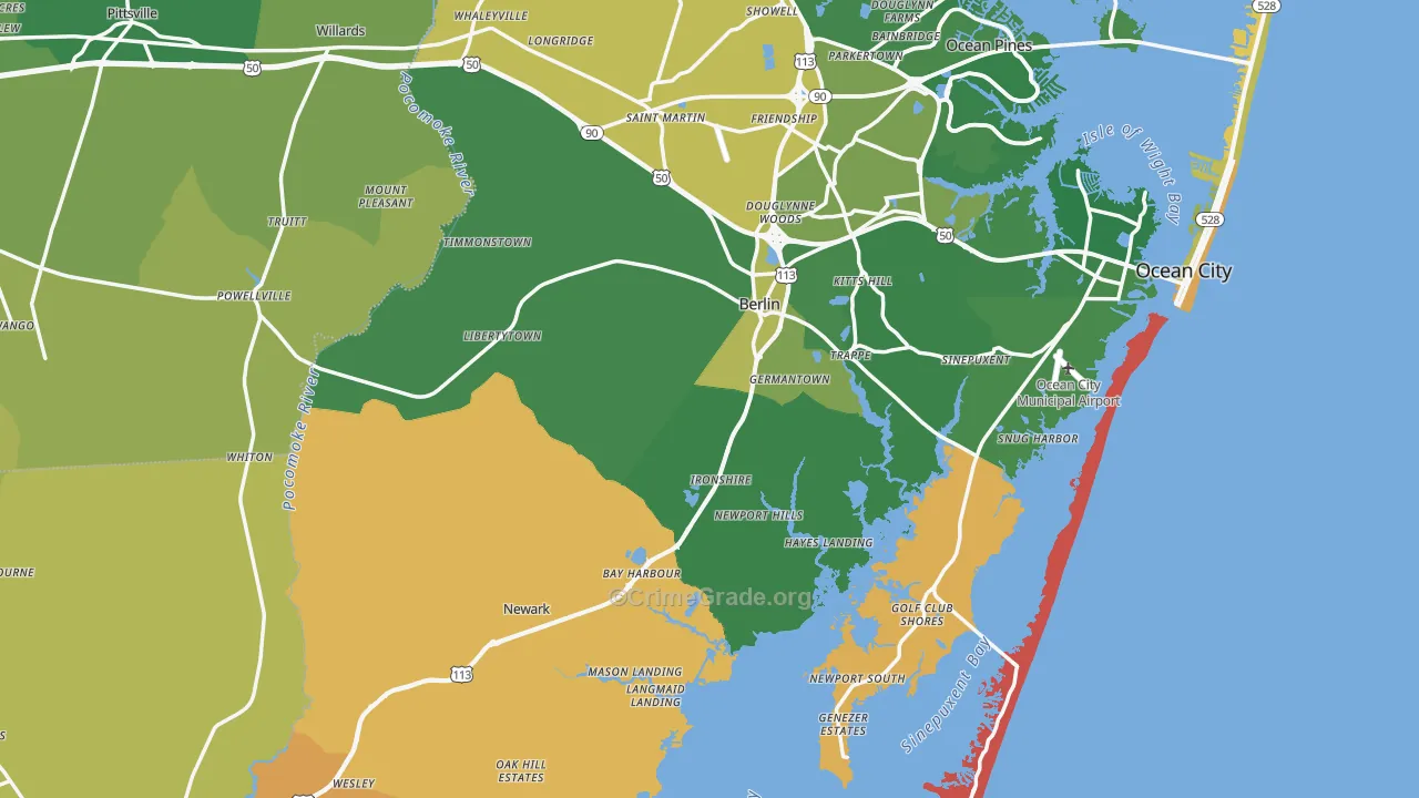 Worcester County, MD Map of Murder Rates