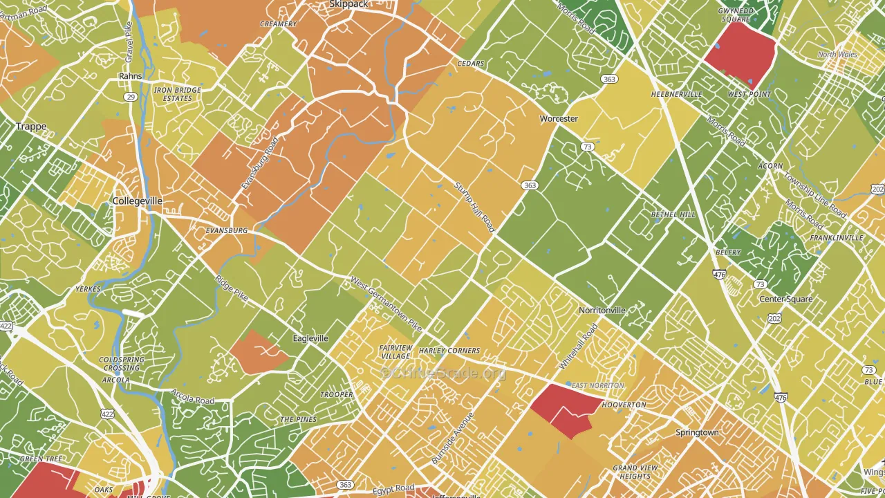 Worcester, PA Map of Murder Rates