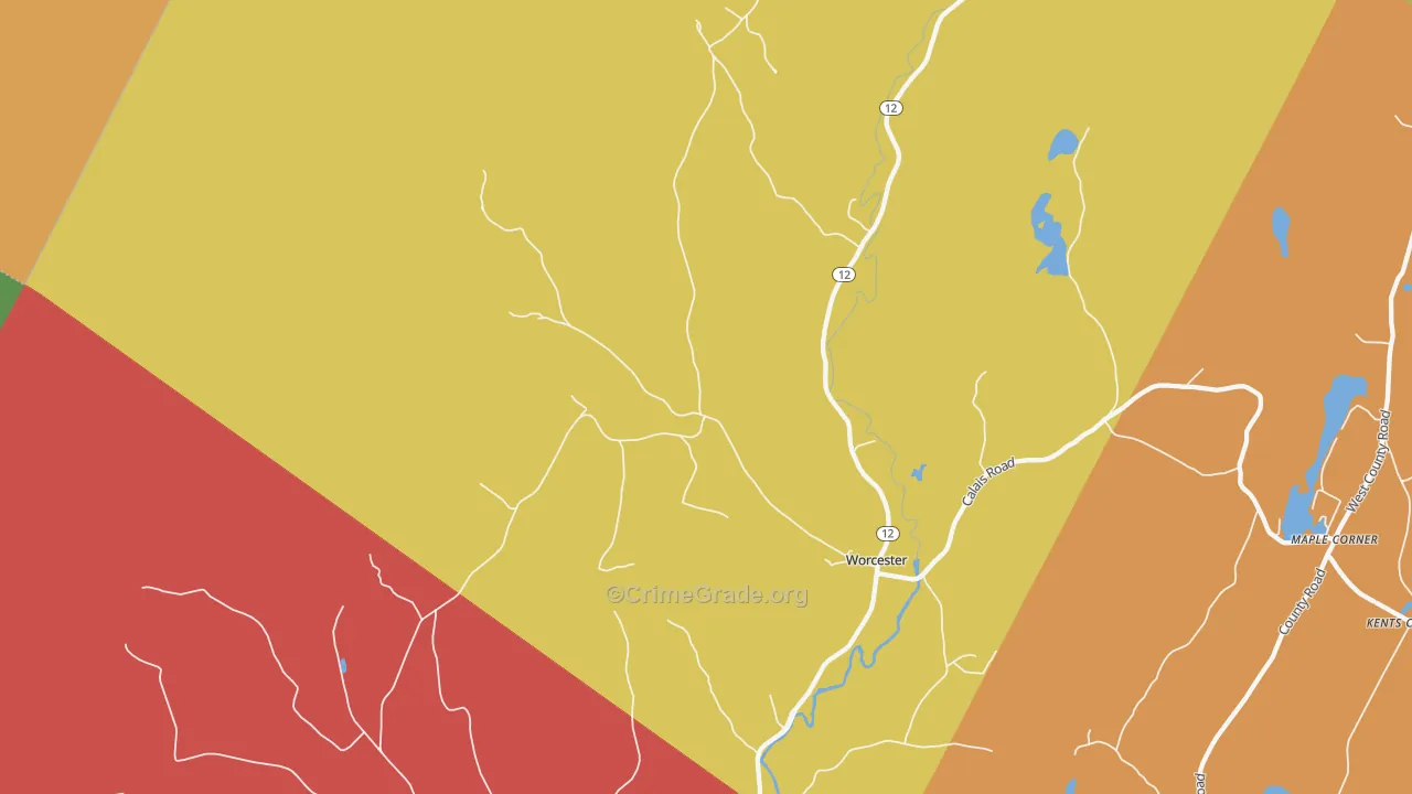 Worcester, VT Map of Murder Rates