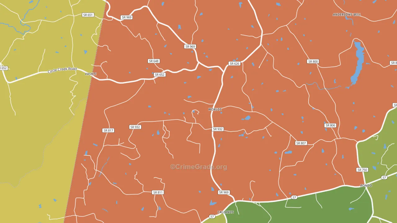 Worlds, VA Map of Murder Rates