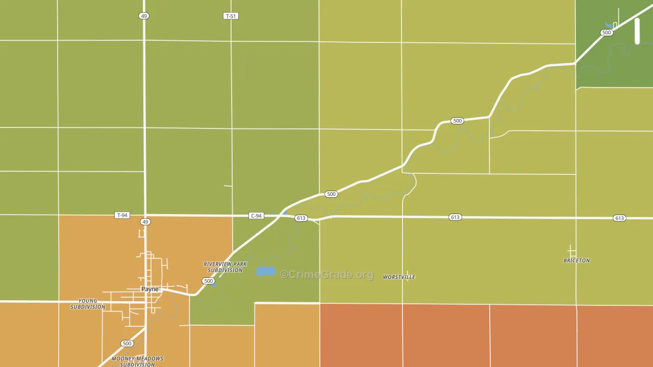 Worstville, OH Map of Murder Rates