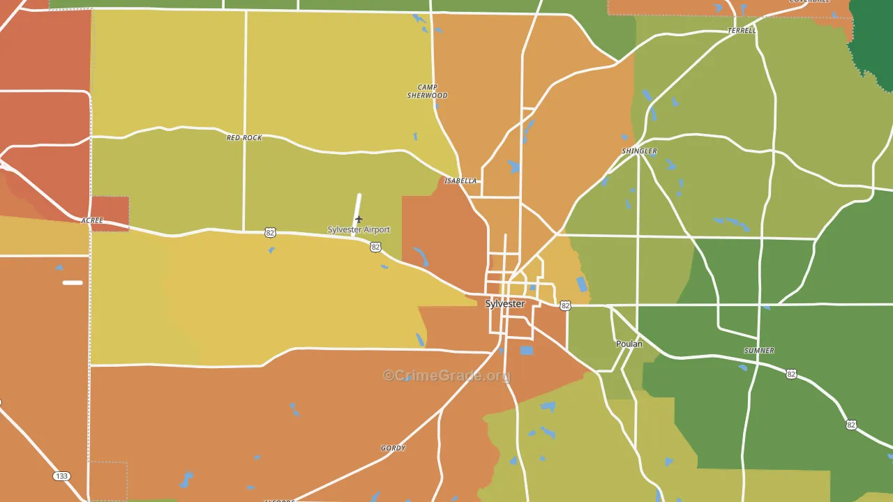 Worth County, GA Map of Murder Rates