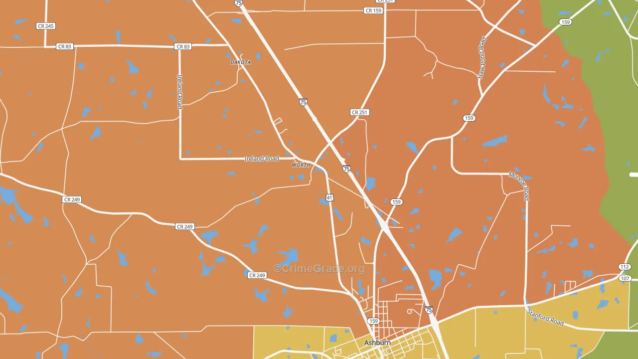 Worth, GA Map of Murder Rates