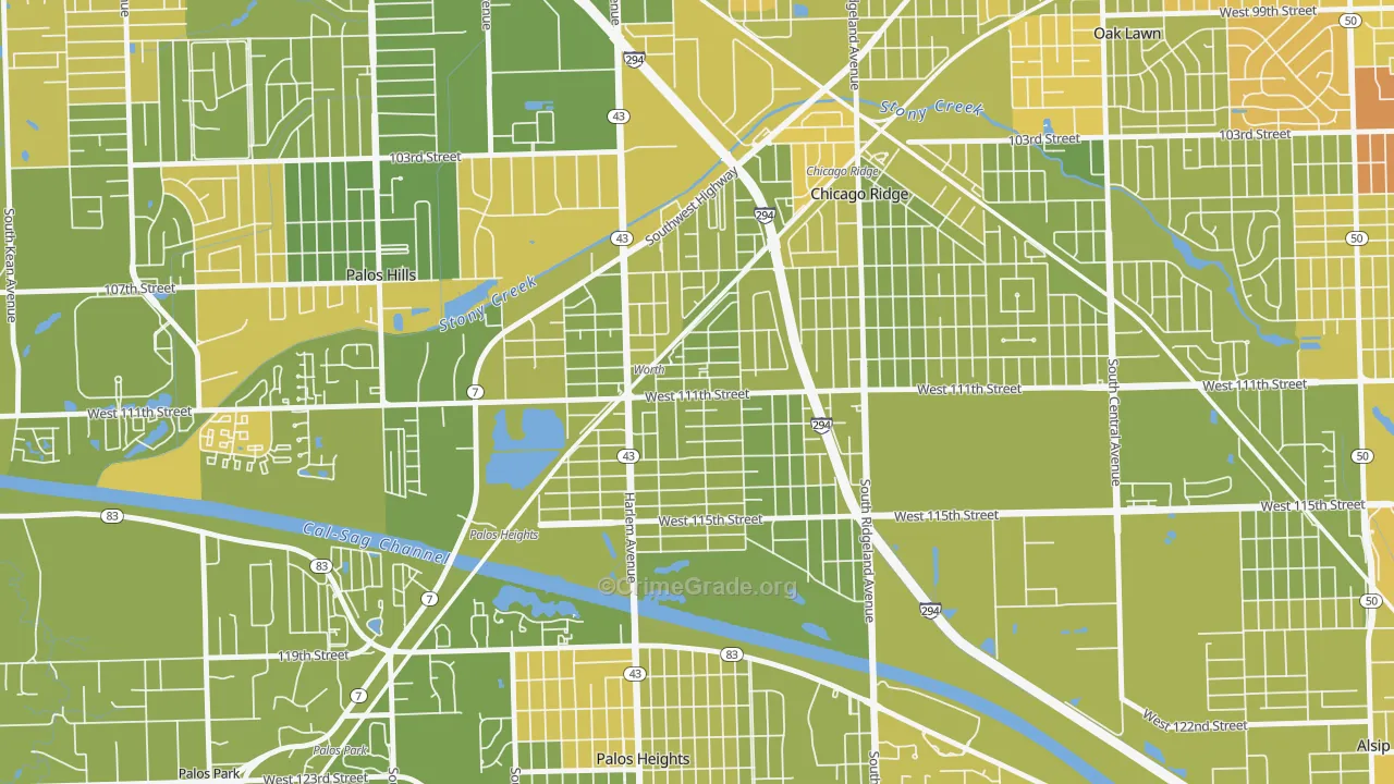 Worth, IL Map of Murder Rates