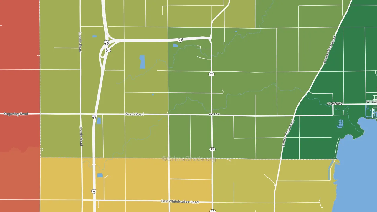 Worth, MI Map of Murder Rates