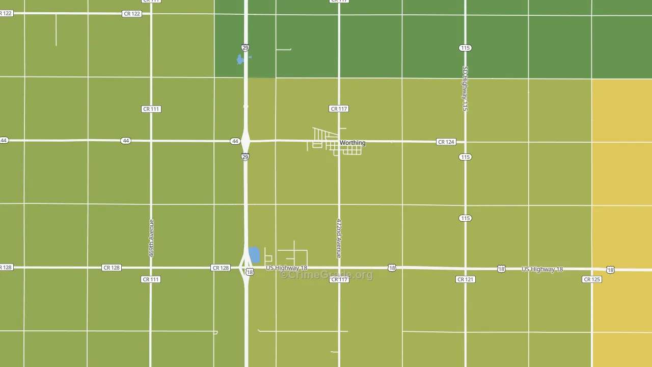 Worthing, SD Map of Murder Rates