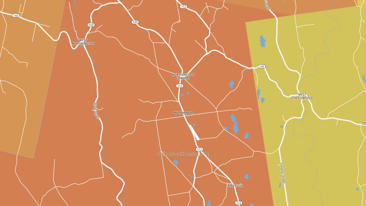 Worthington, MA Map of Murder Rates