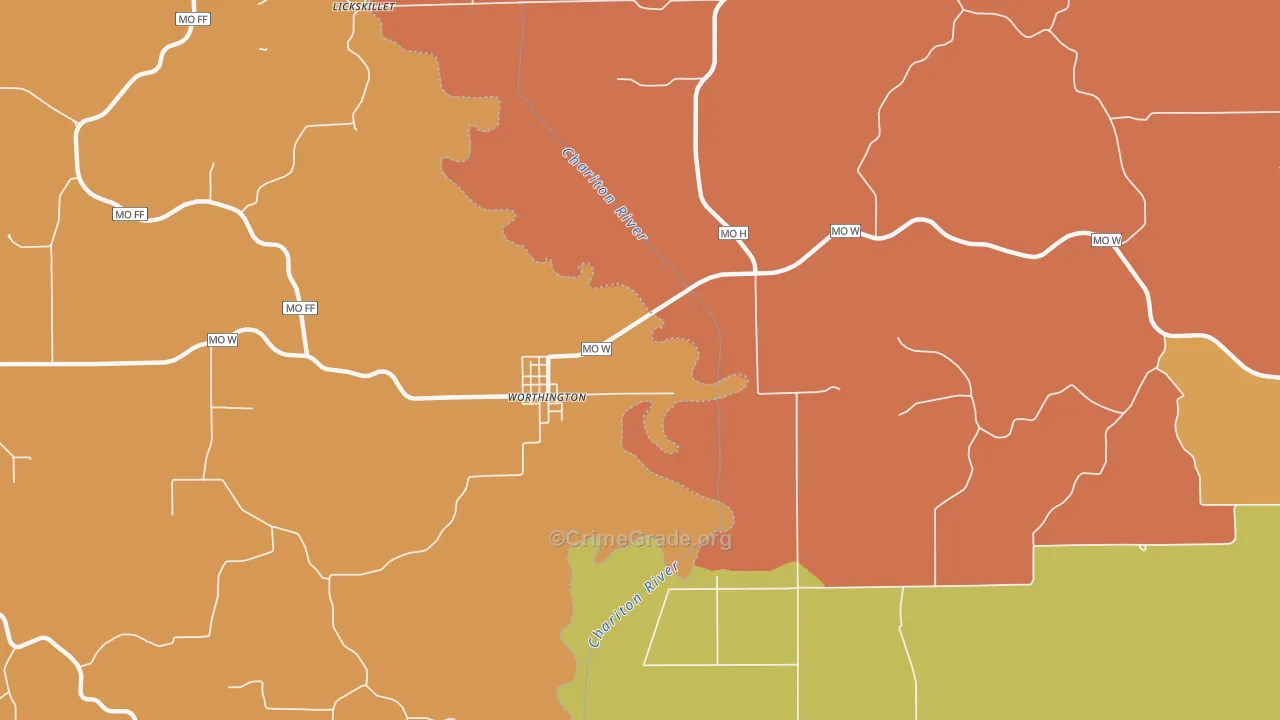 Worthington, MO Map of Murder Rates