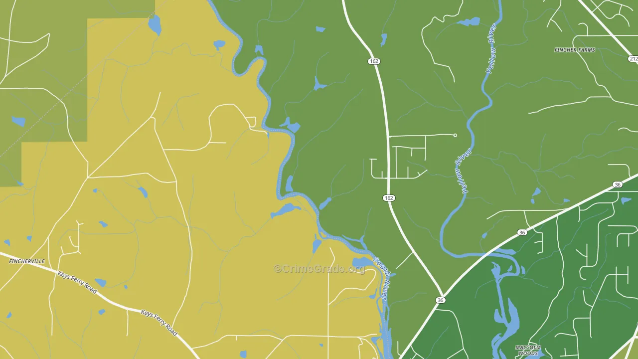 Worthville, GA Map of Murder Rates