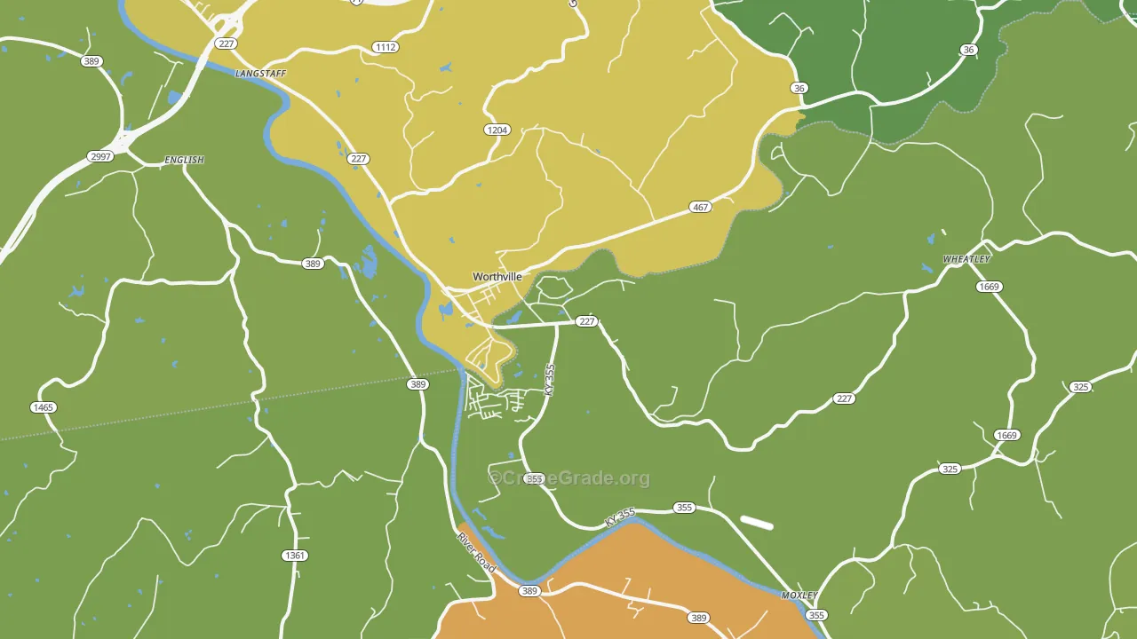 Worthville, KY Map of Murder Rates