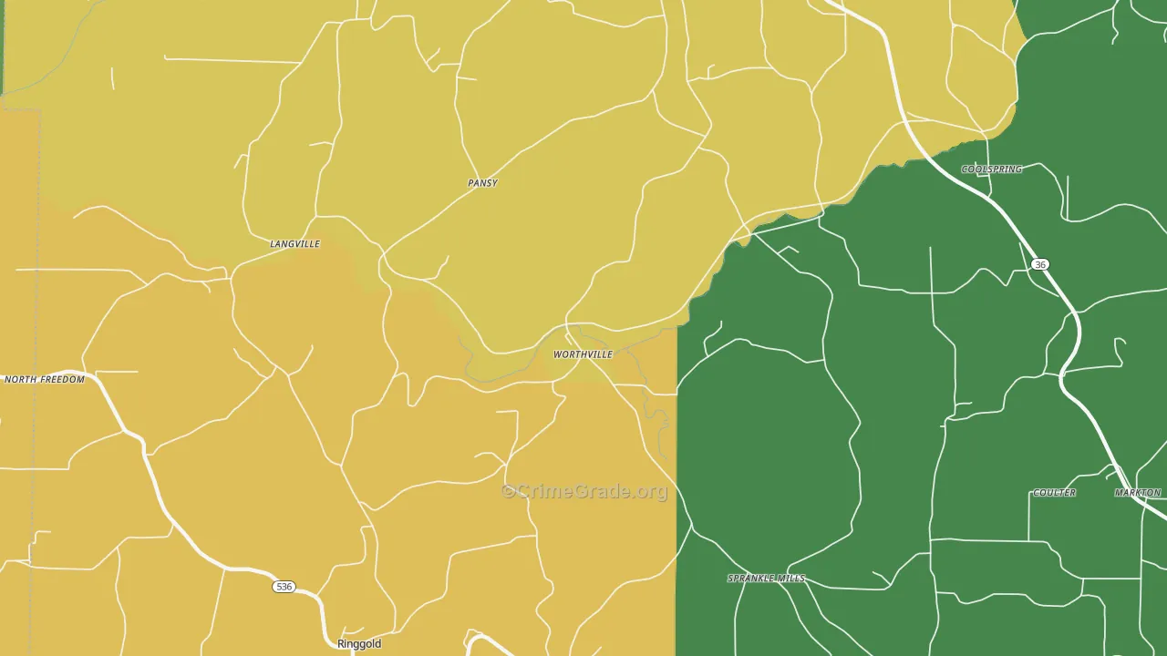 Worthville, PA Map of Murder Rates