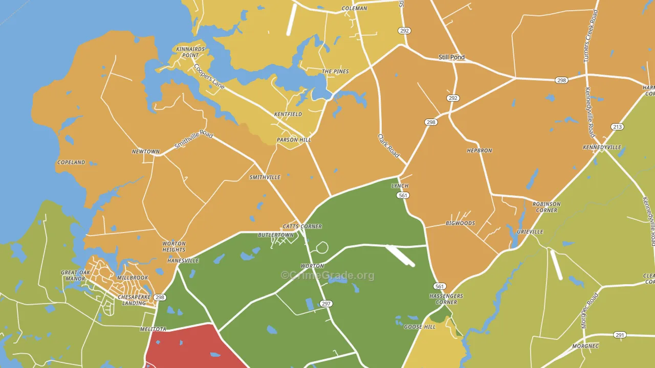 Worton, MD Map of Murder Rates