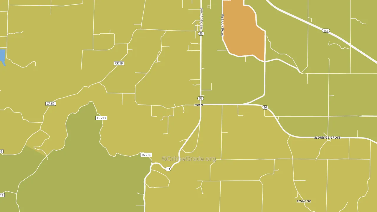 Wren, AL Map of Murder Rates