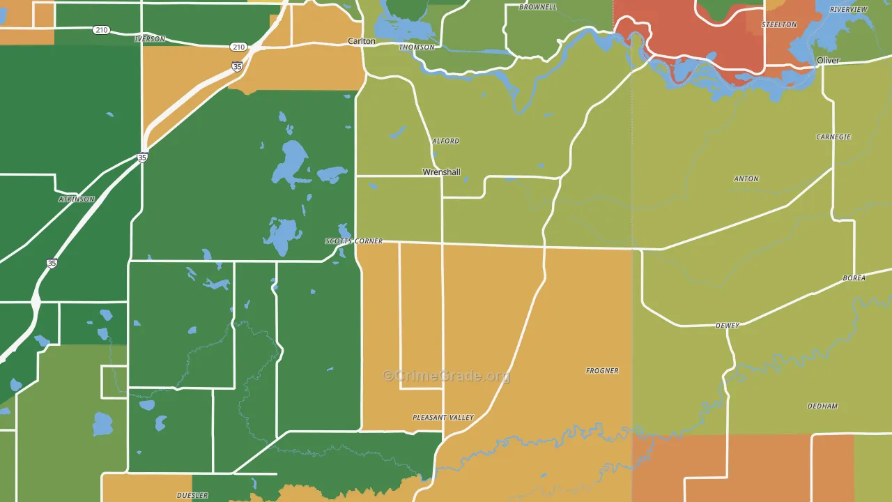 Wrenshall, MN Map of Murder Rates