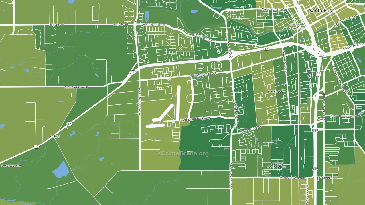 Wright Area, Santa Rosa, CA Map of Murder Rates