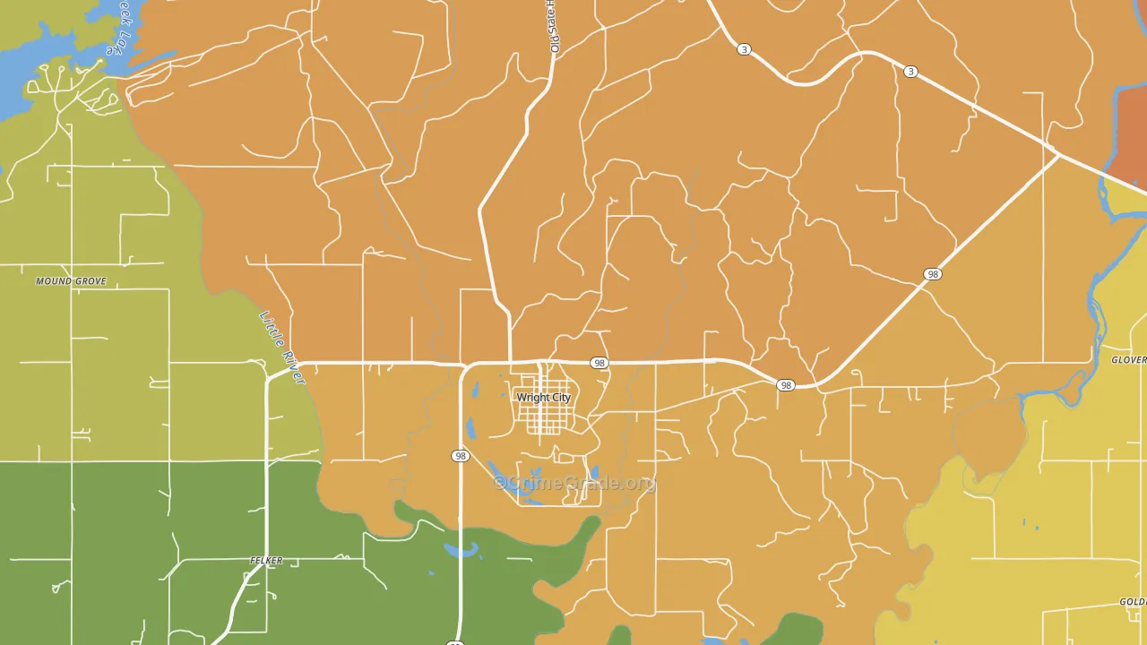 Wright City, OK Map of Murder Rates