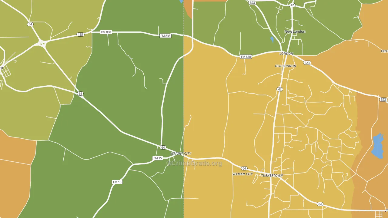 Wright City, TX Map of Murder Rates