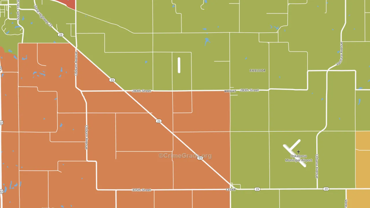Wright, IA Map of Murder Rates