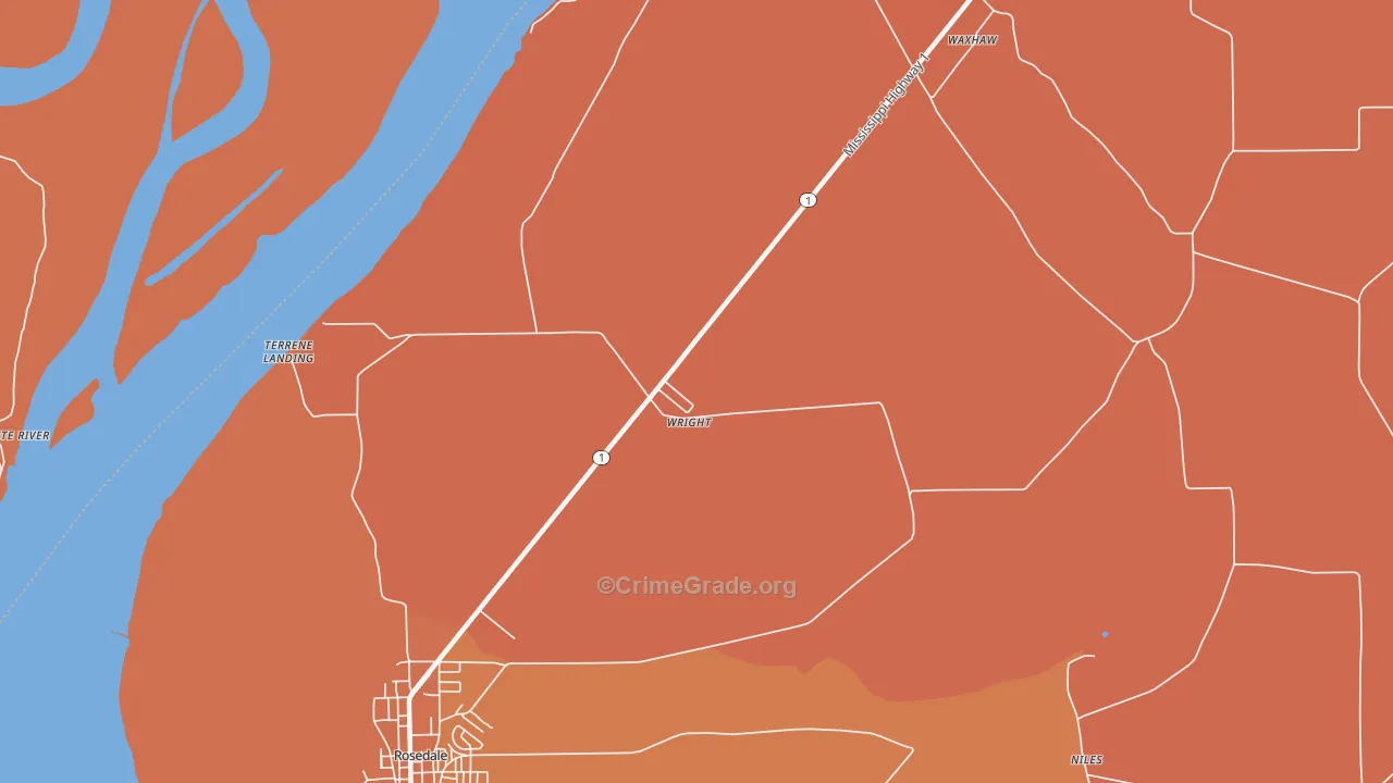 Wright, MS Map of Murder Rates