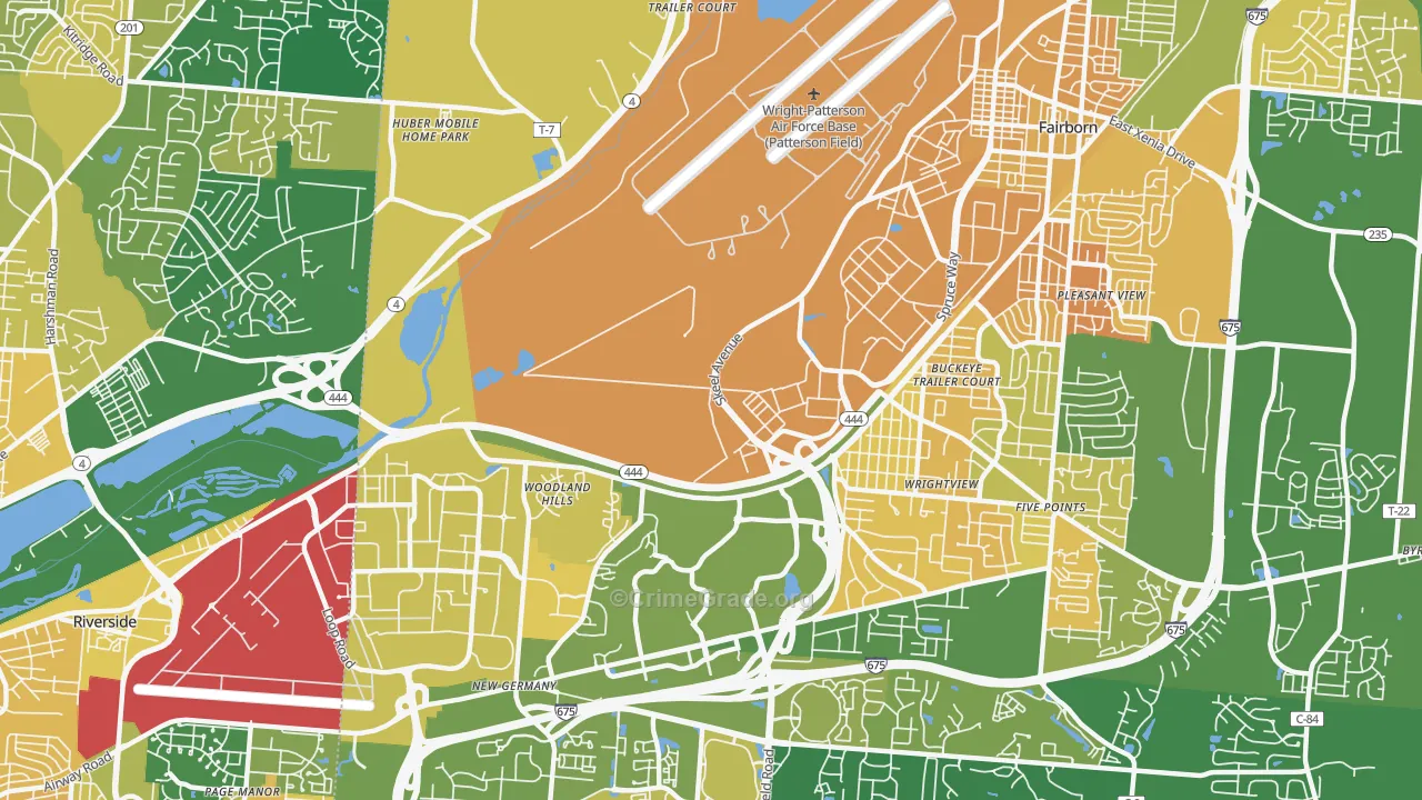 Wright-Patterson AFB, OH Map of Murder Rates