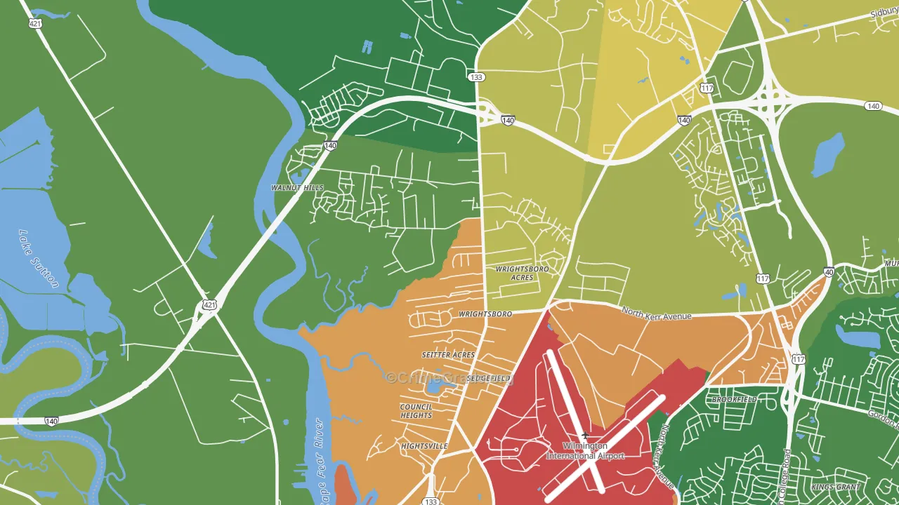 Wrightsboro, Wilmington, NC Map of Murder Rates