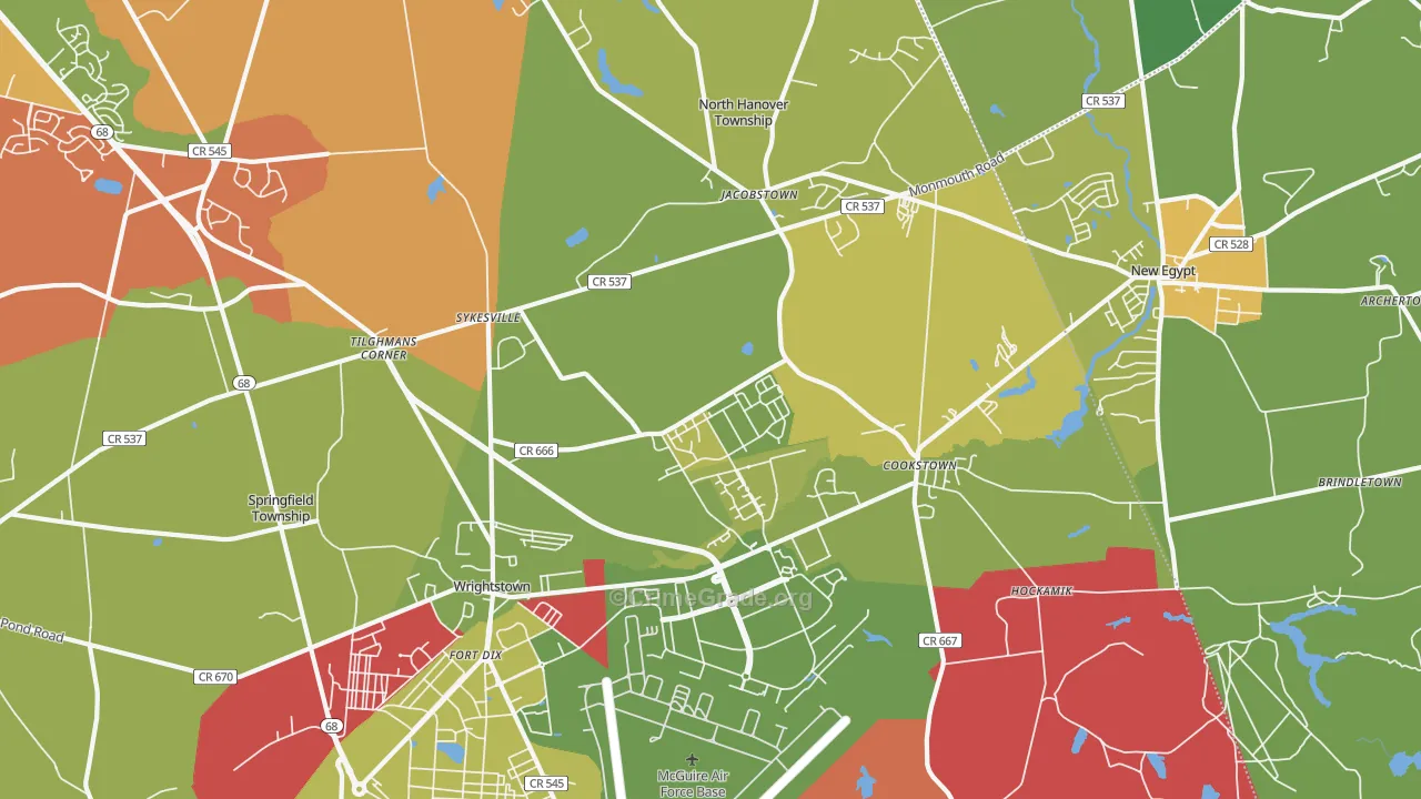 Wrightstown, NJ Map of Murder Rates