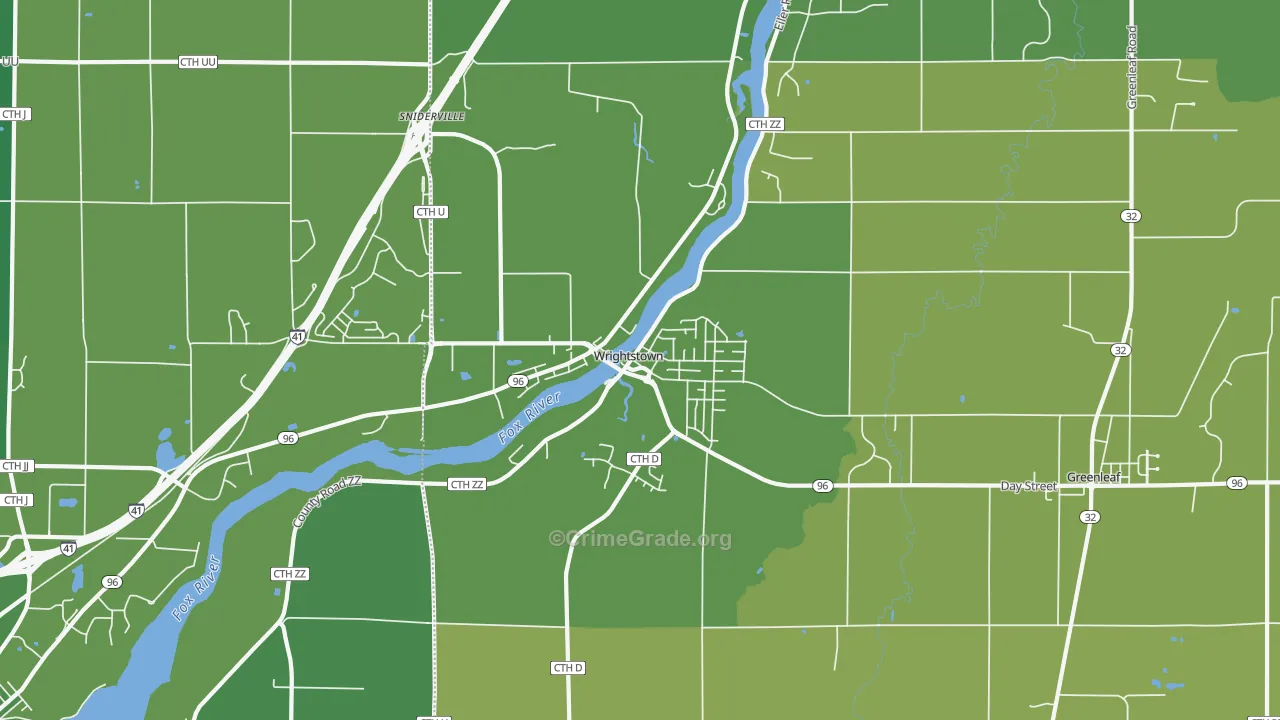 Wrightstown, WI Map of Murder Rates