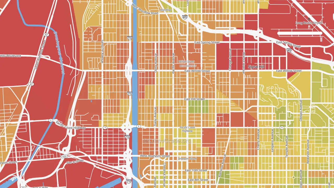 Wrigley, Long Beach, CA Map of Murder Rates