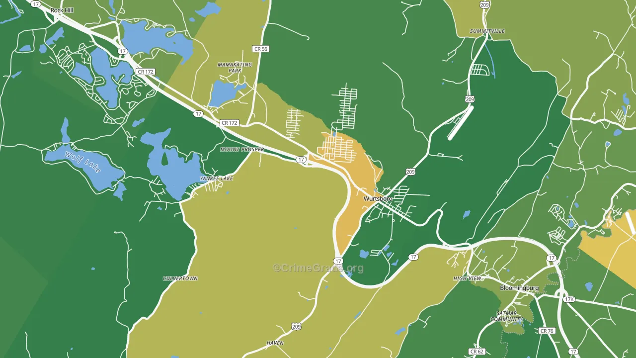 Wurtsboro, NY Map of Murder Rates