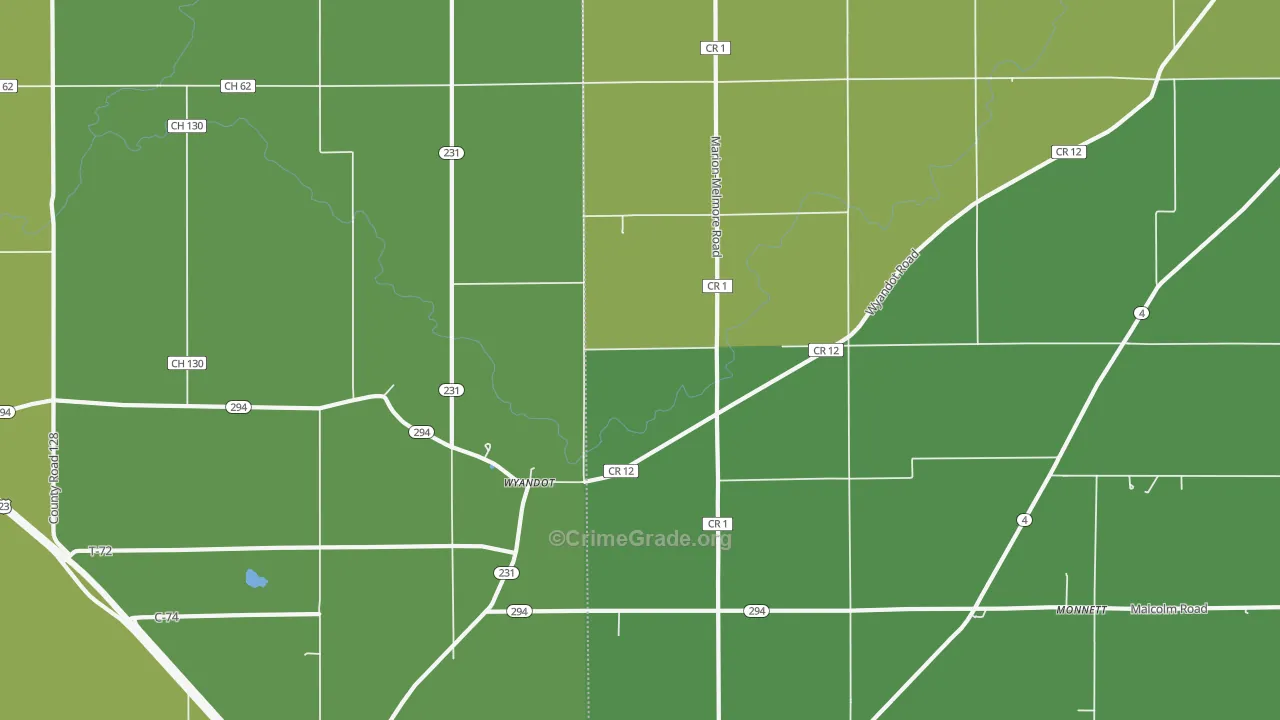 Wyandot, OH Map of Murder Rates