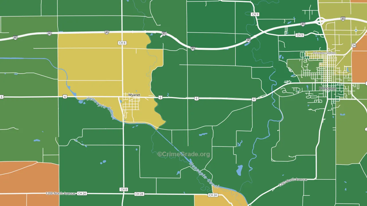 Wyanet, IL Map of Murder Rates