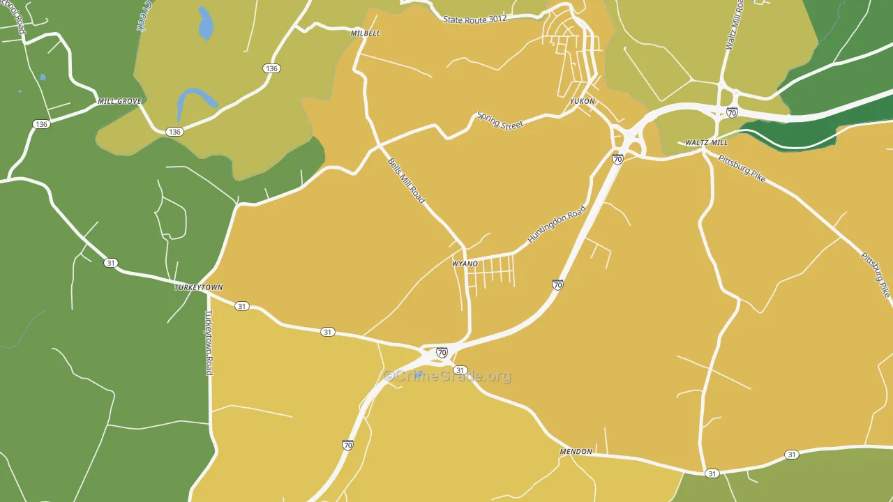 Wyano, PA Map of Murder Rates