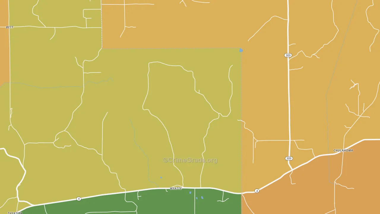 Wyatte, MS Map of Murder Rates