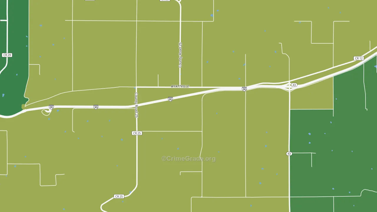 Wyattville, MN Map of Murder Rates