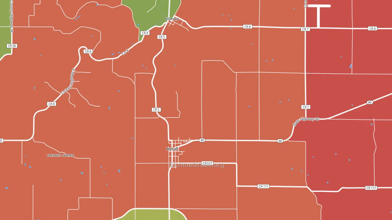 Wykoff, MN Map of Murder Rates