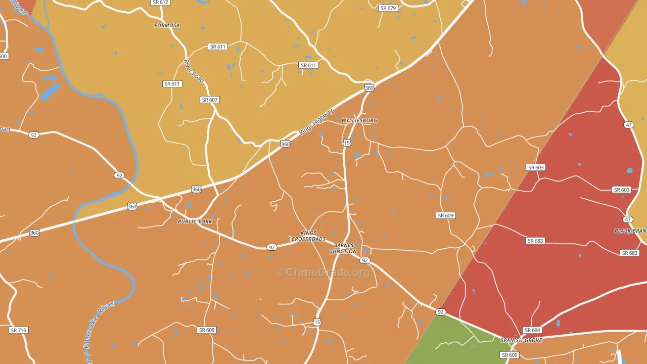 Wylliesburg, VA Map of Murder Rates