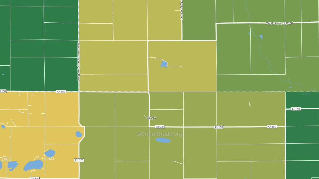 Wyman, MI Map of Murder Rates