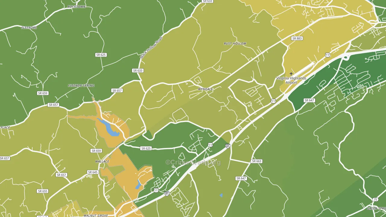 Wyndale, VA Map of Murder Rates