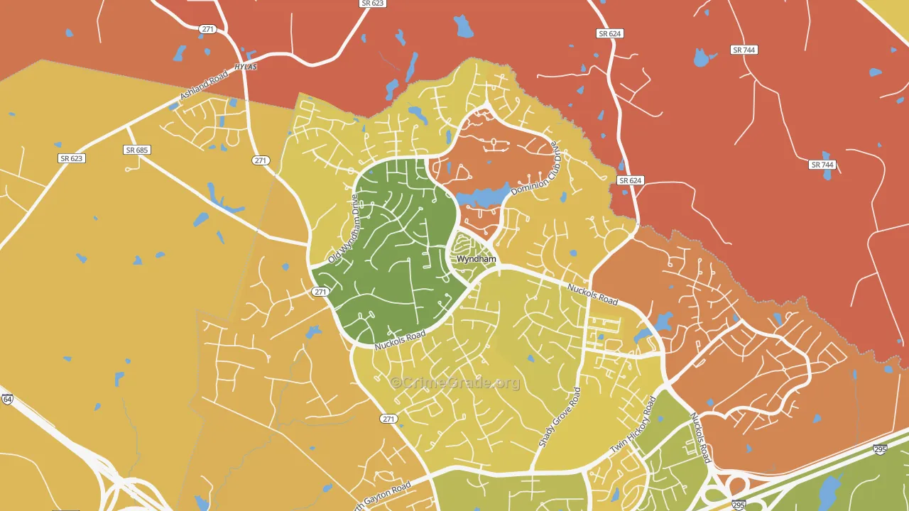 Wyndham, VA Map of Murder Rates