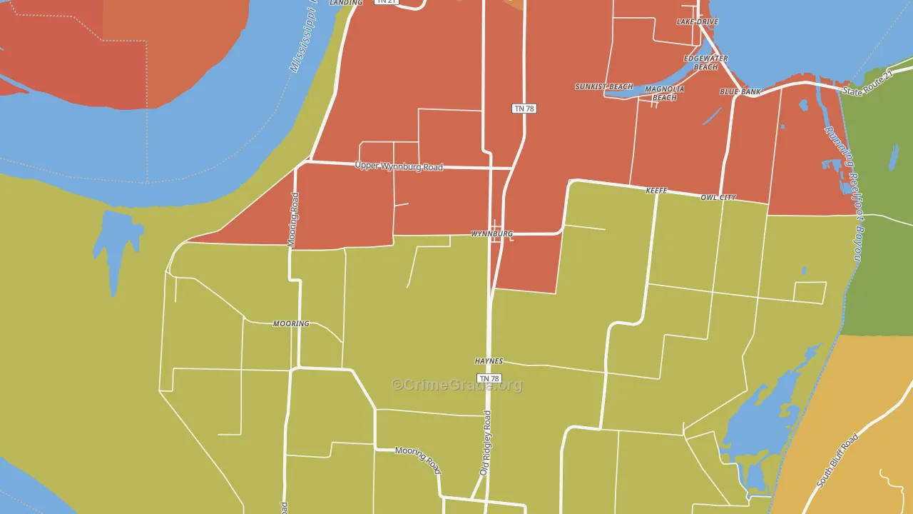 Wynnburg, TN Map of Murder Rates