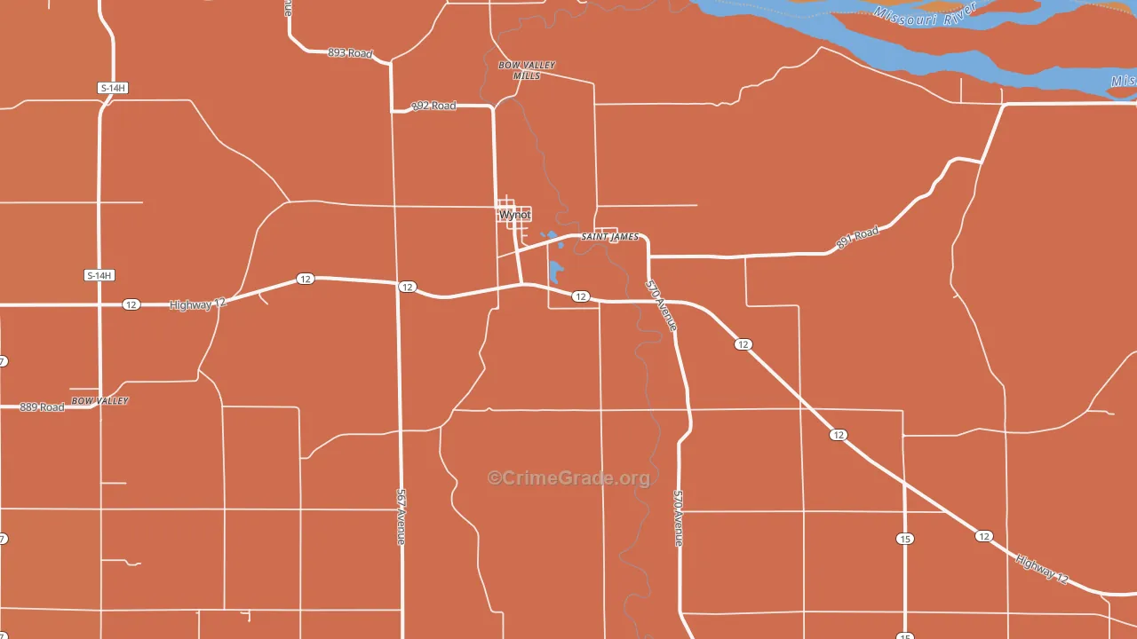 Wynot, NE Map of Murder Rates