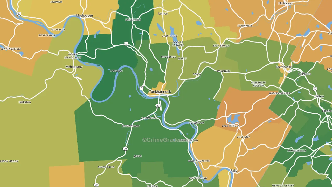 Wyoming County, PA Map of Murder Rates