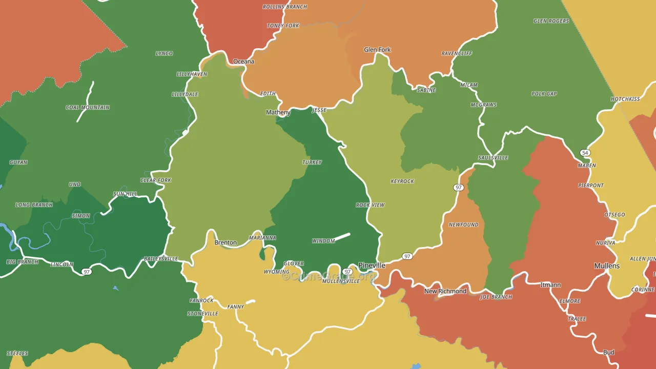 Wyoming County, WV Map of Murder Rates