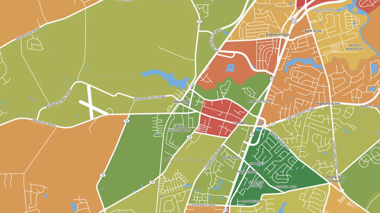 Wyoming, DE Map of Murder Rates
