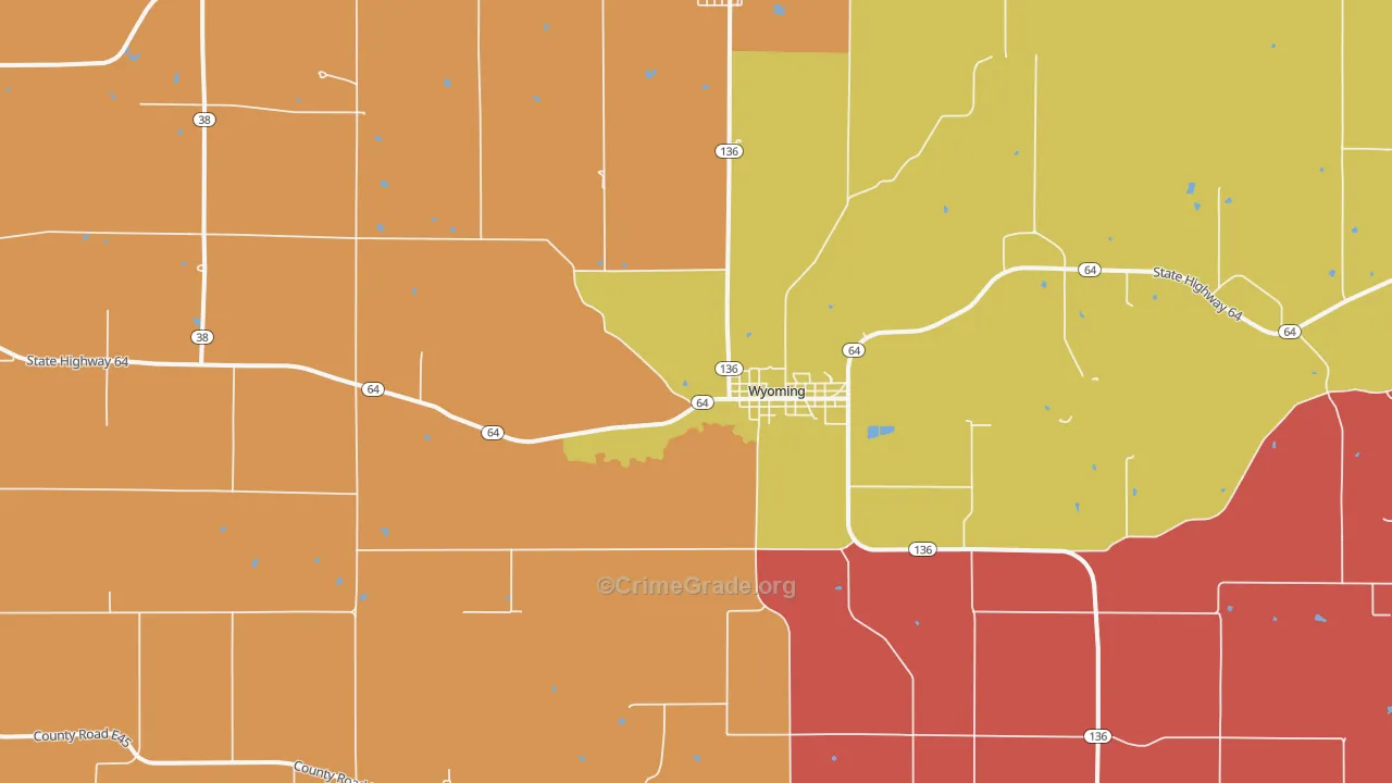 Wyoming, IA Map of Murder Rates